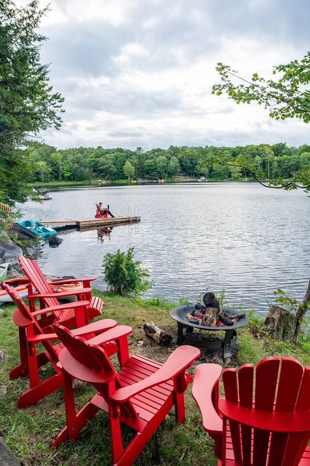 Lower level rec room with foosball table and TV lounge